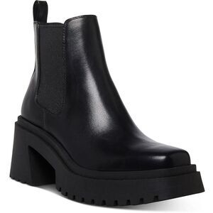 Madden Girl Womens Triumph Black Pull-on Lug Sole Ankle Boots Shoes NWT